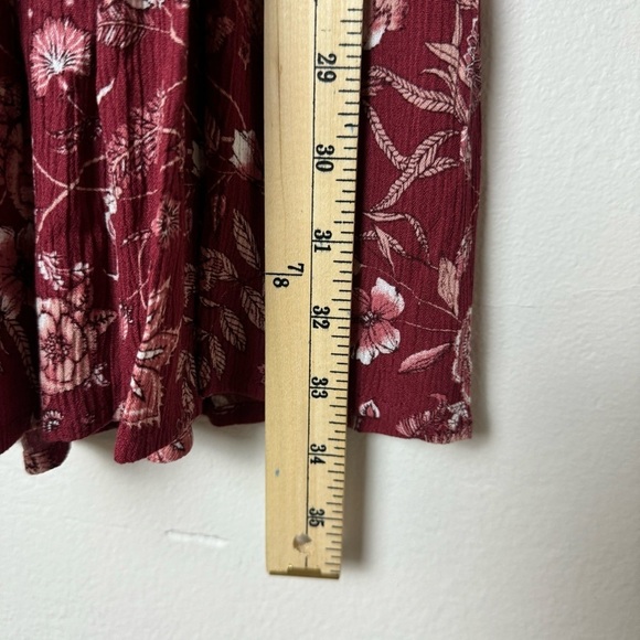 Knox Rose Womens Long Sleeve Burgundy Red Floral Boho Dress - Picture 9 of 10